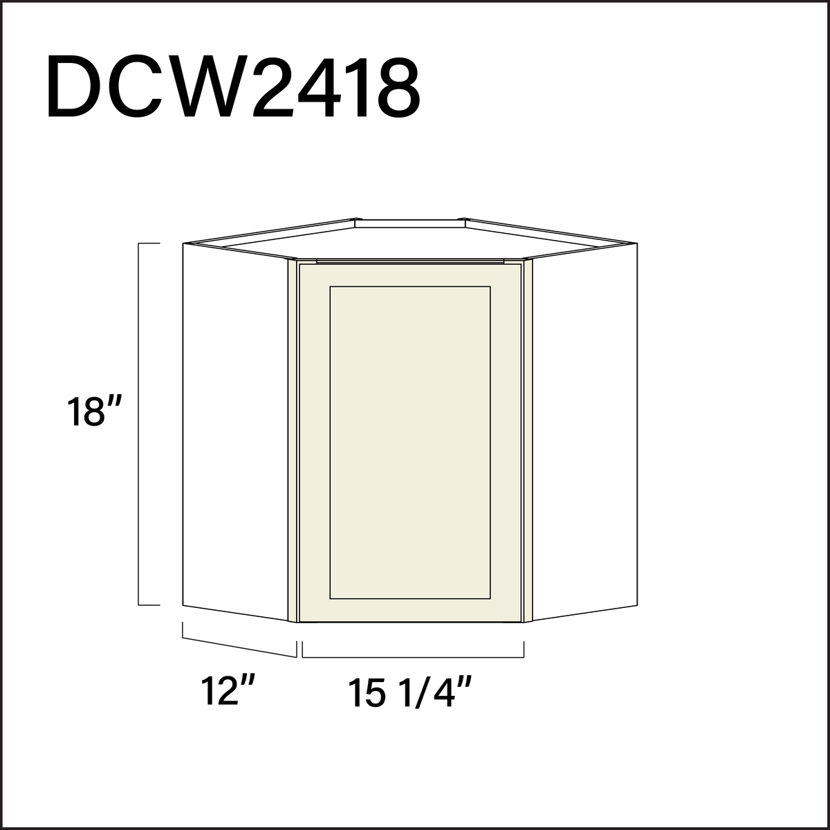 Milkshake White Diagonal Wall Corner Cabinet - 24" W x 18" H x 12" D