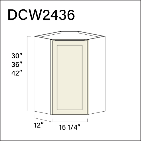 Milkshake White Diagonal Wall Corner Cabinet - 24" W x 36" H x 12" D