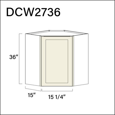 Milkshake White Diagonal Wall Corner Cabinet - 27" W x 36" H x 12" D