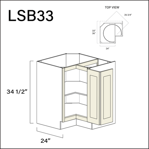 Milkshake White Lazy Susan Kitchen Cabinet - 33" W x 34.5" H x 24" D