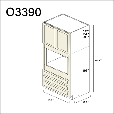 Alton Ivory White Single Oven Cabinet - 33" W x 90" H x 24" D