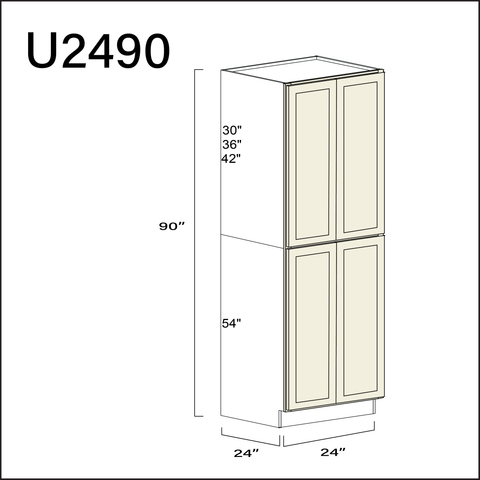 Milkshake White Double Door Pantry Cabinet - 24" W x 90" H x 24" D