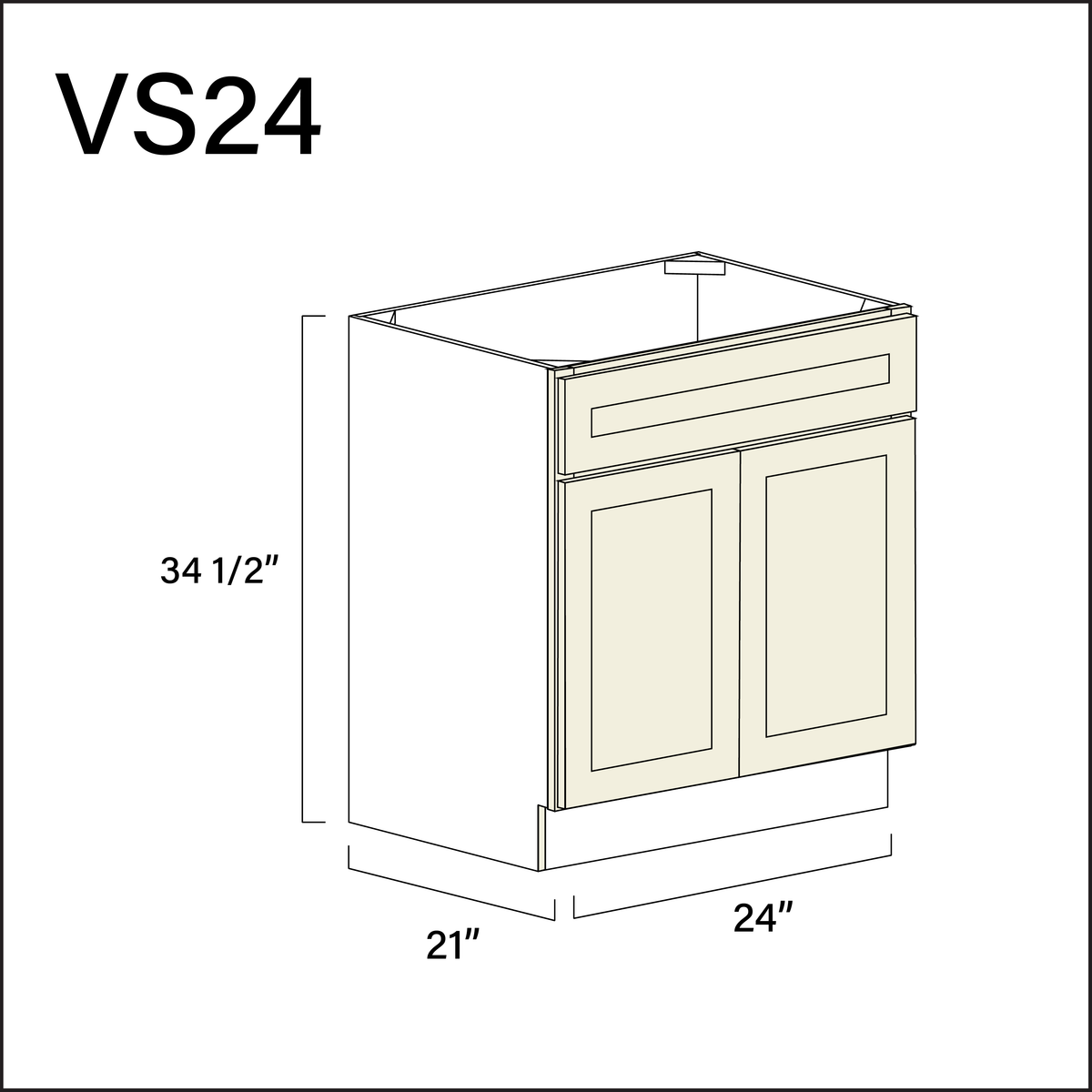 Milkshake White Vanity Sink Base Cabinet - 24" W x 34.5" H x 21" D