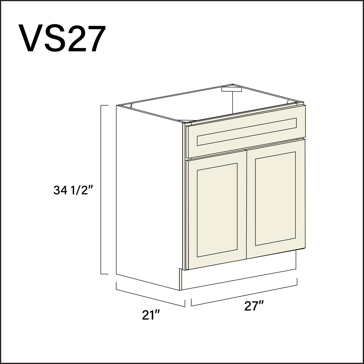 Milkshake White Vanity Sink Base Cabinet - 27" W x 34.5" H x 21" D