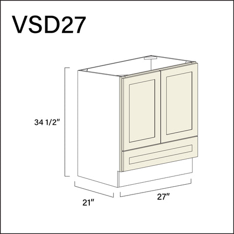 Milkshake White Bottom Drawer Vanity Sink Base Cabinet - 27" W x 34.5" H x 21" D