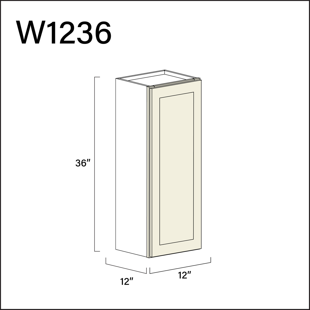 Milkshake White Single Door Wall Cabinet - 12" W x 36" H x 12" D