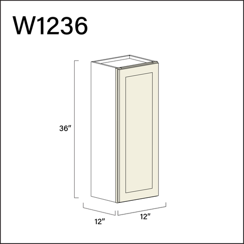 Milkshake White Single Door Wall Cabinet - 12" W x 36" H x 12" D