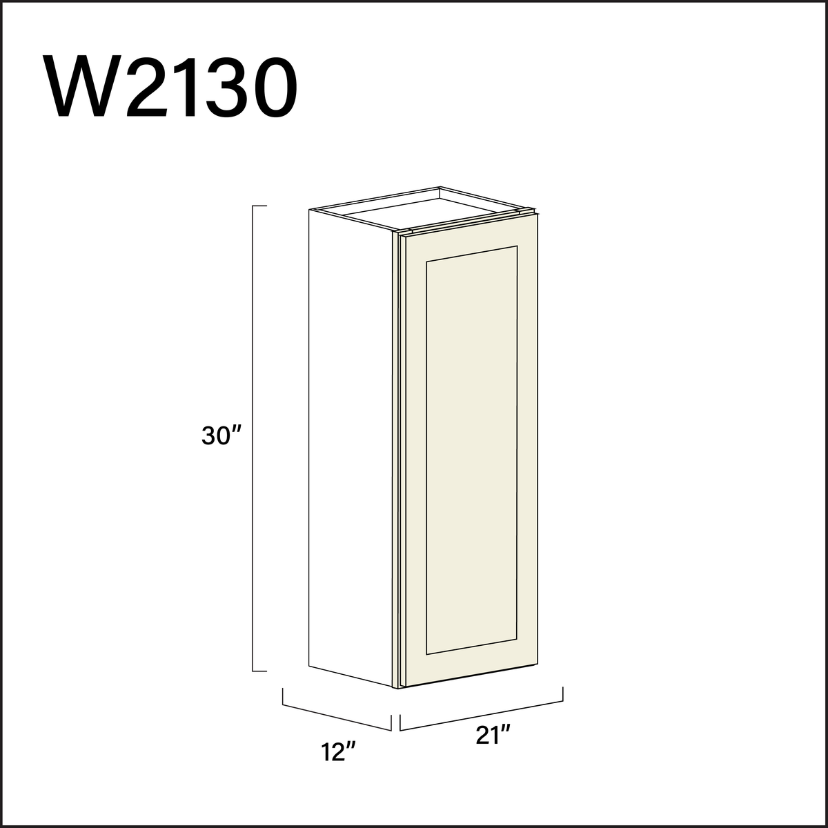 Alton Ivory White Single Door Wall Cabinet - 21" W x 30" H x 12" D