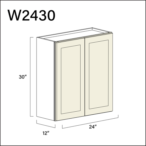 Milkshake White Double Door Wall Cabinet - 24" W x 30" H x 12" D