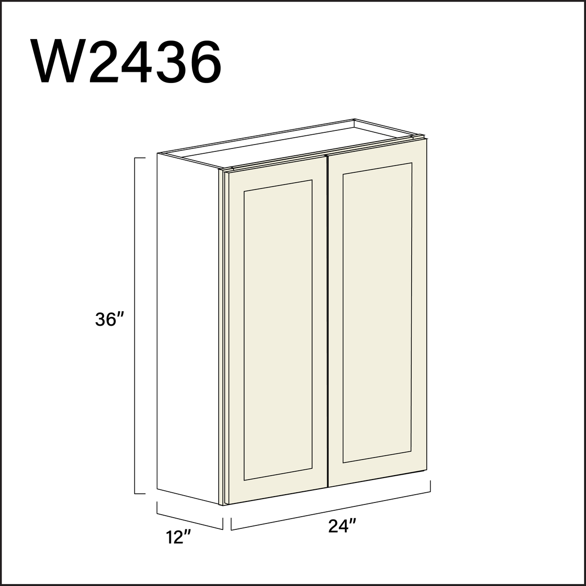 Milkshake White Double Door Wall Cabinet - 24" W x 36" H x 12" D