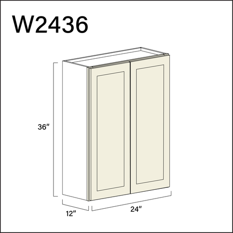 Milkshake White Double Door Wall Cabinet - 24" W x 36" H x 12" D