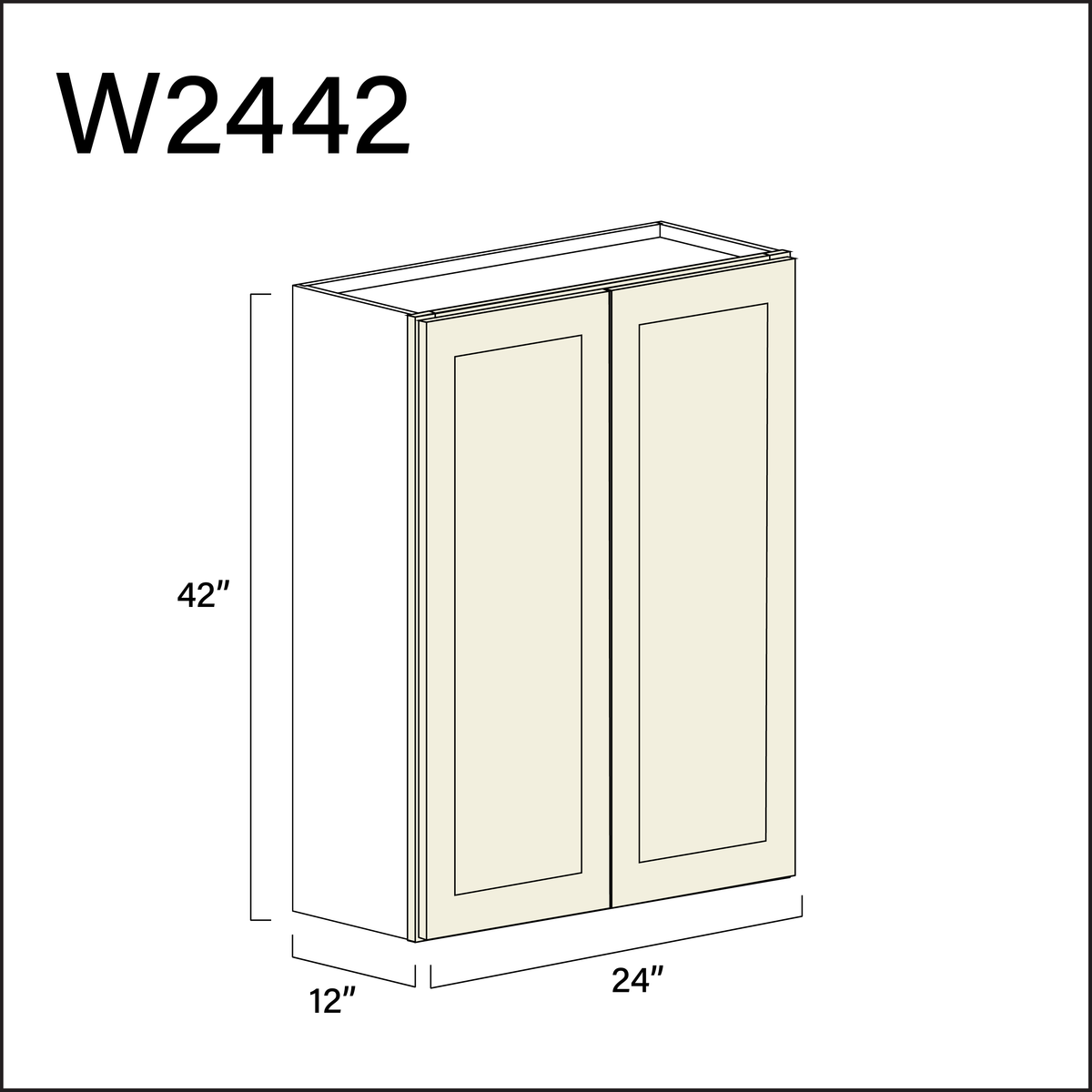 Milkshake White Double Door Wall Cabinet - 24" W x 42" H x 12" D