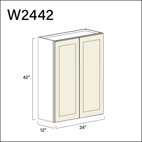 Milkshake White Double Door Wall Cabinet - 24" W x 42" H x 12" D