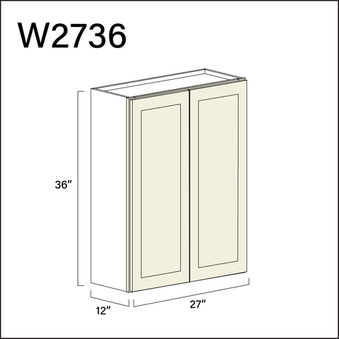 Alton Ivory White Double Door Wall Cabinet - 27" W x 36" H x 12" D