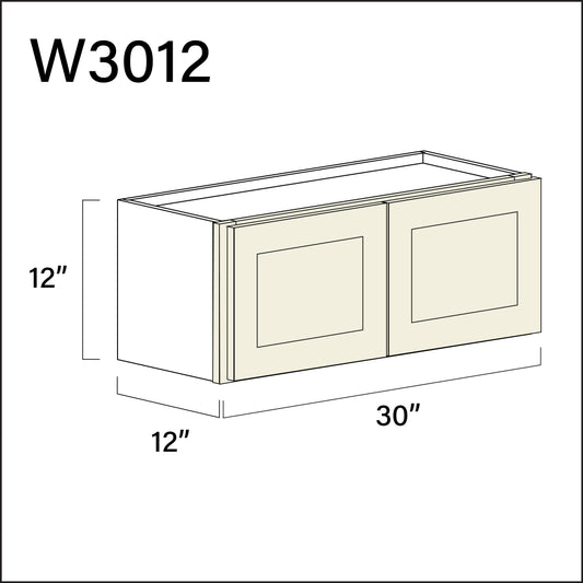 Milkshake White Double Door Wall Cabinet - 30" W x 12" H x 12" D