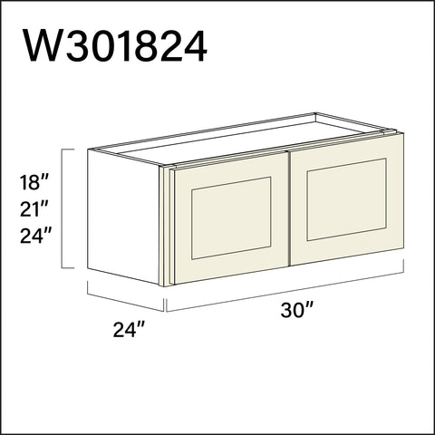 Milkshake White Wall Bridge Double Door Cabinet - 30" W x 18" H x 24" D