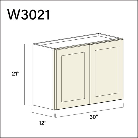 Milkshake White Double Door Wall Cabinet - 30" W x 21" H x 12" D