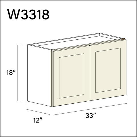 Milkshake White Double Door Wall Cabinet - 33" W x 18" H x 12" D