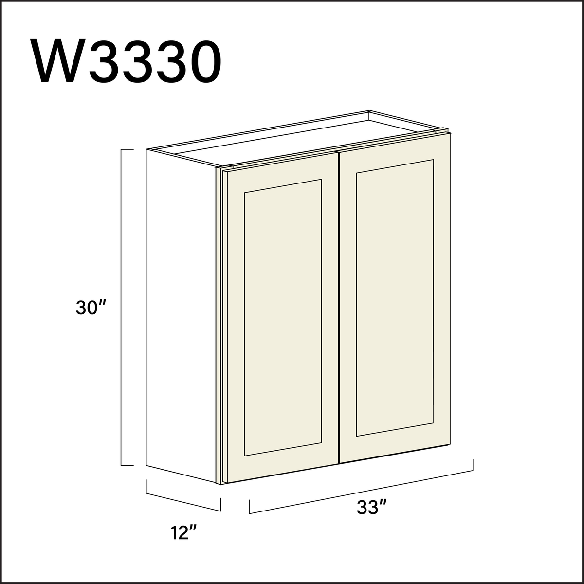 Milkshake White Double Door Wall Cabinet - 33" W x 30" H x 12" D