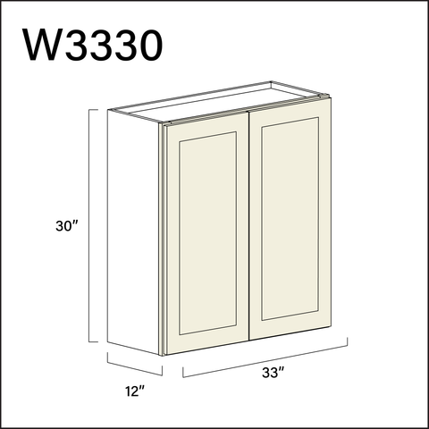 Milkshake White Double Door Wall Cabinet - 33" W x 30" H x 12" D