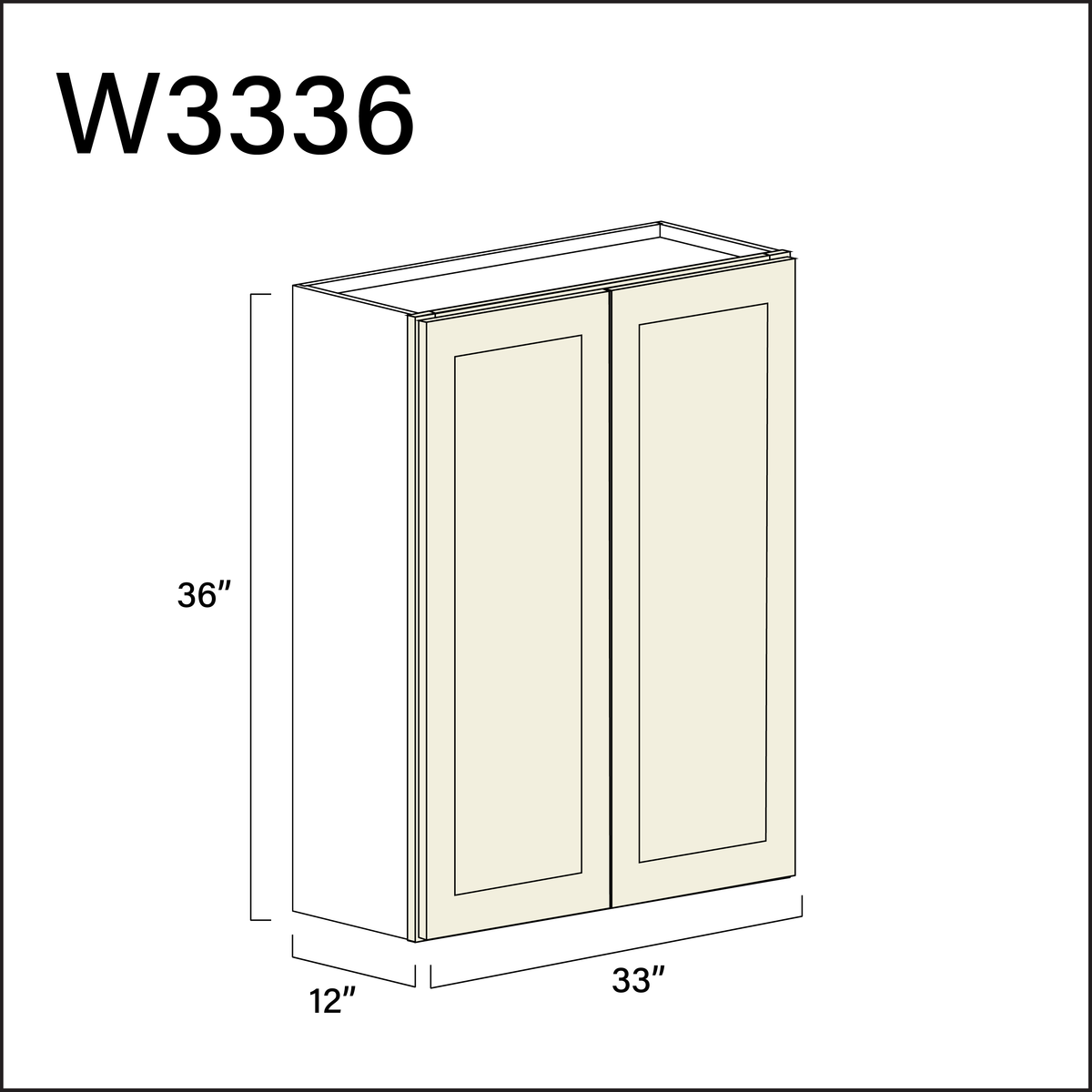 Milkshake White Double Door Wall Cabinet - 33" W x 36" H x 12" D