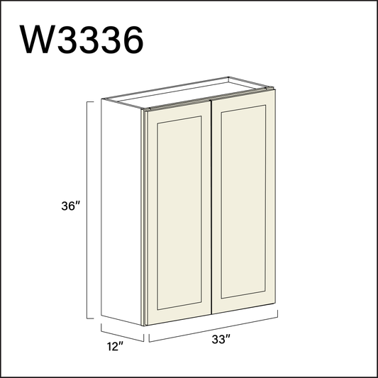 Milkshake White Double Door Wall Cabinet - 33" W x 36" H x 12" D