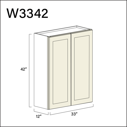 Milkshake White Double Door Wall Cabinet - 33" W x 42" H x 12" D