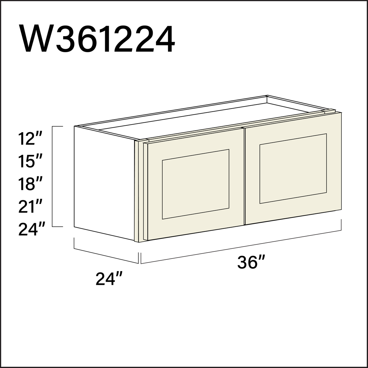 Milkshake White Wall Bridge Double Door Cabinet - 36" W x 12" H x 24" D