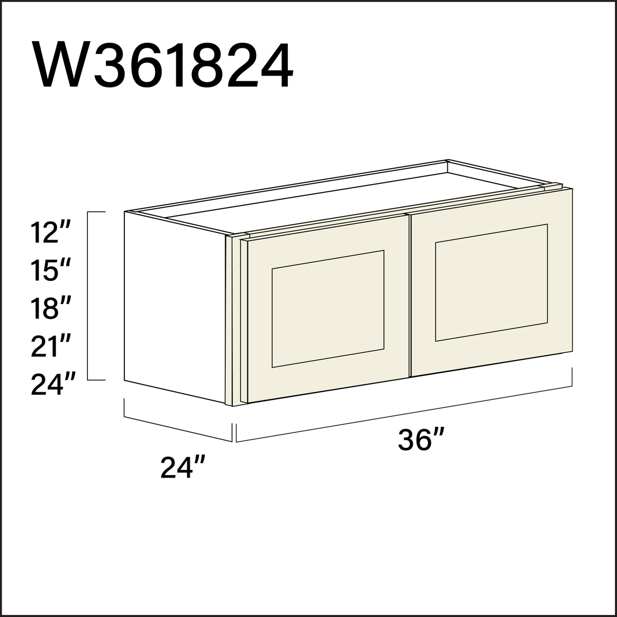 Milkshake White Wall Bridge Double Door Cabinet - 36" W x 18" H x 24" D