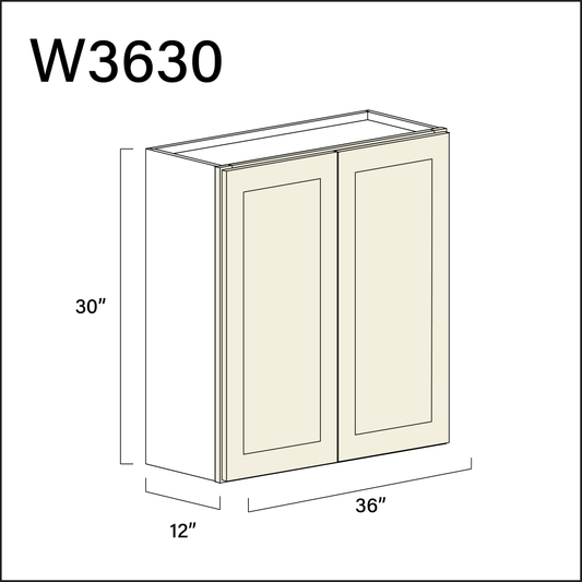 Milkshake White Double Door Wall Cabinet - 36" W x 30" H x 12" D