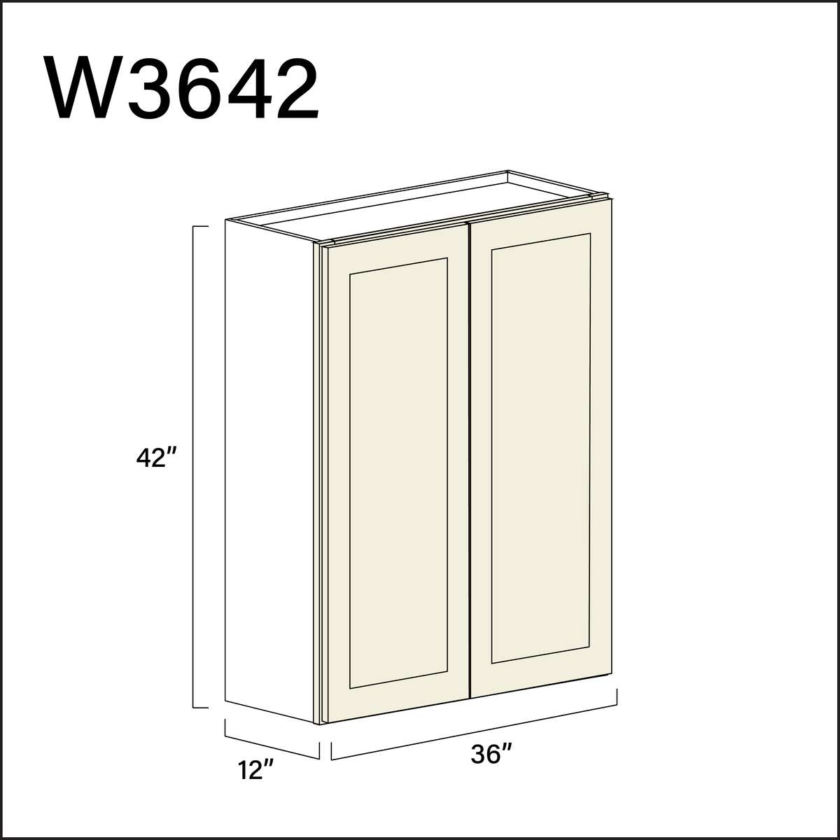 Milkshake White Double Door Wall Cabinet - 36" W x 42" H x 12" D