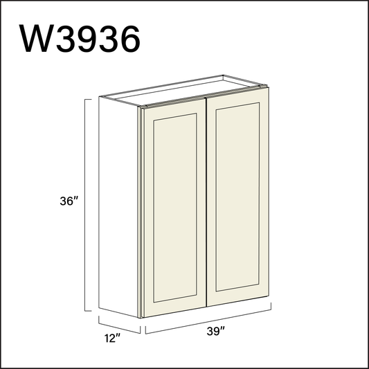 Milkshake White Double Door Wall Cabinet - 39" W x 36" H x 12" D