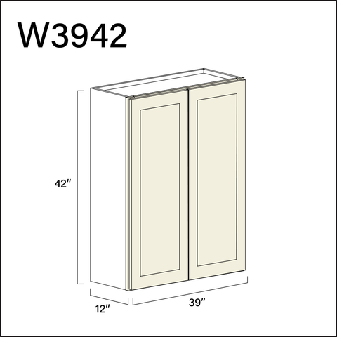 Milkshake White Double Door Wall Cabinet - 39" W x 42" H x 12" D