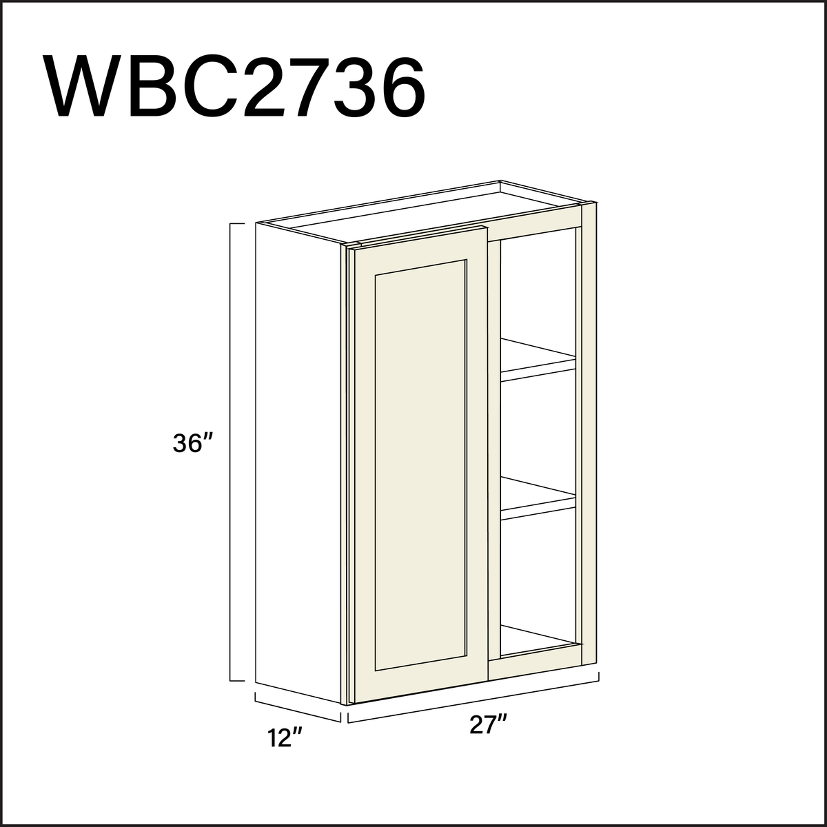 Milkshake White Wall Blind Corner Cabinet - 27" W x 36" H x 12" D