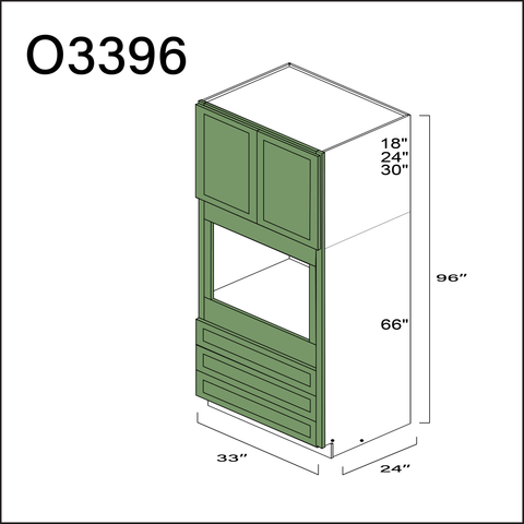 Emerald Green Shaker Single Oven Cabinet - 33" W x 96" H x 24" D