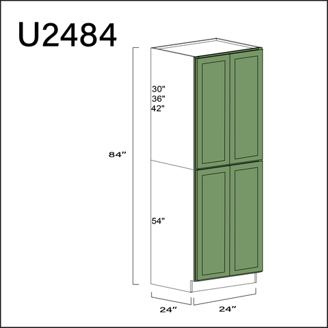 Emerald Green Shaker Double Door Pantry Cabinet - 24" W x 84" H x 24" D