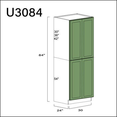 Jade Shaker Double Door Pantry Cabinet - 30" W x 84" H x 24" D