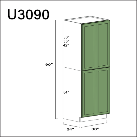 Jade Shaker Double Door Pantry Cabinet - 30" W x 90" H x 24" D