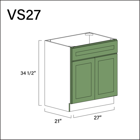 Emerald Green Shaker Vanity Sink Base Cabinet - 27" W x 34.5" H x 21" D