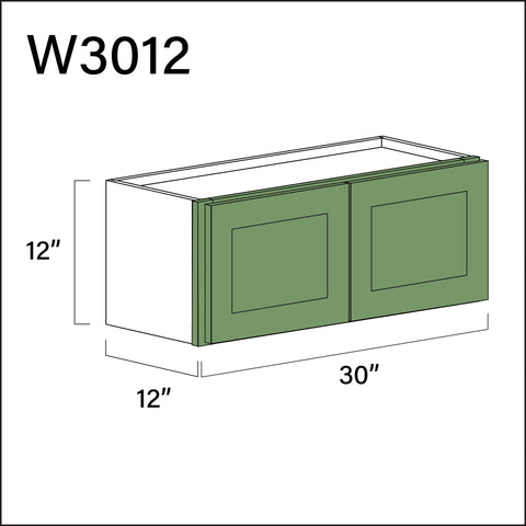 Jade Shaker Double Door Wall Cabinet - 30" W x 12" H x 12" D