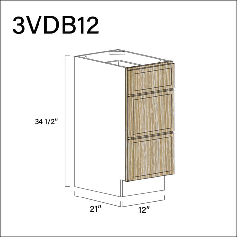 Angel Oak Slim Shaker Vanity 3-Drawer Storage Cabinet - 12" W x 34.5" H x 21" D