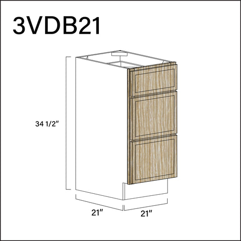 Angel Oak Slim Shaker Vanity 3-Drawer Storage Cabinet - 21" W x 34.5" H x 21" D