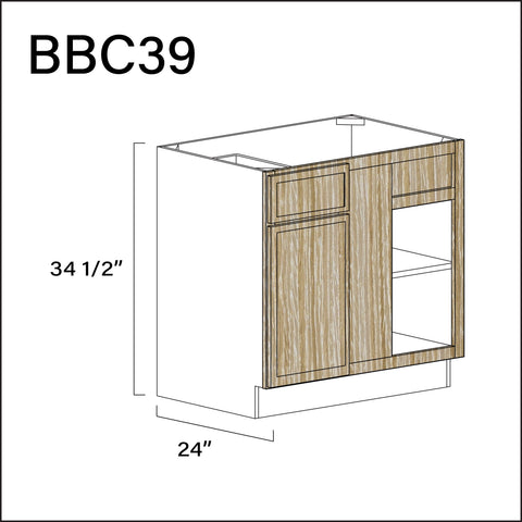 Angel Oak Slim Shaker Base Blind Corner Cabinet - 36" W x 34.5" H x 24" D