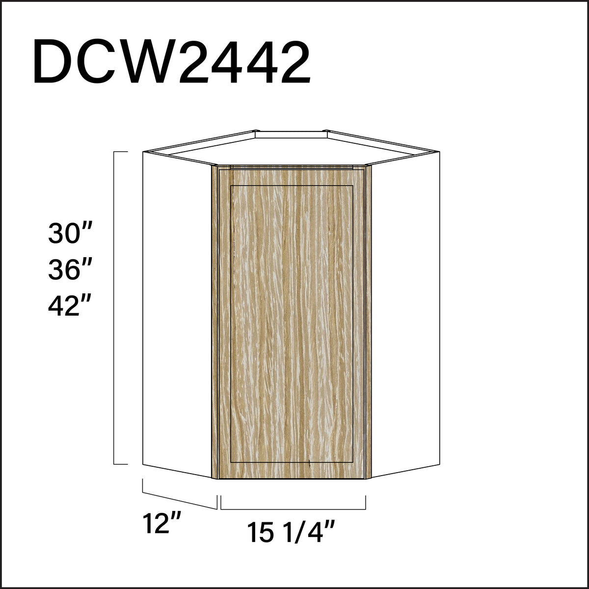 Angel Oak Slim Shaker Diagonal Wall Corner Cabinet - 24" W x 42" H x 12" D