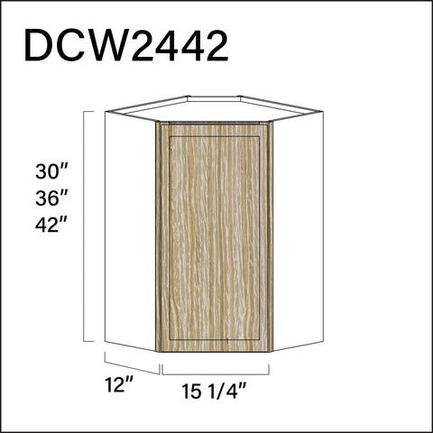 Angel Oak Slim Shaker Diagonal Wall Corner Cabinet - 24" W x 42" H x 12" D