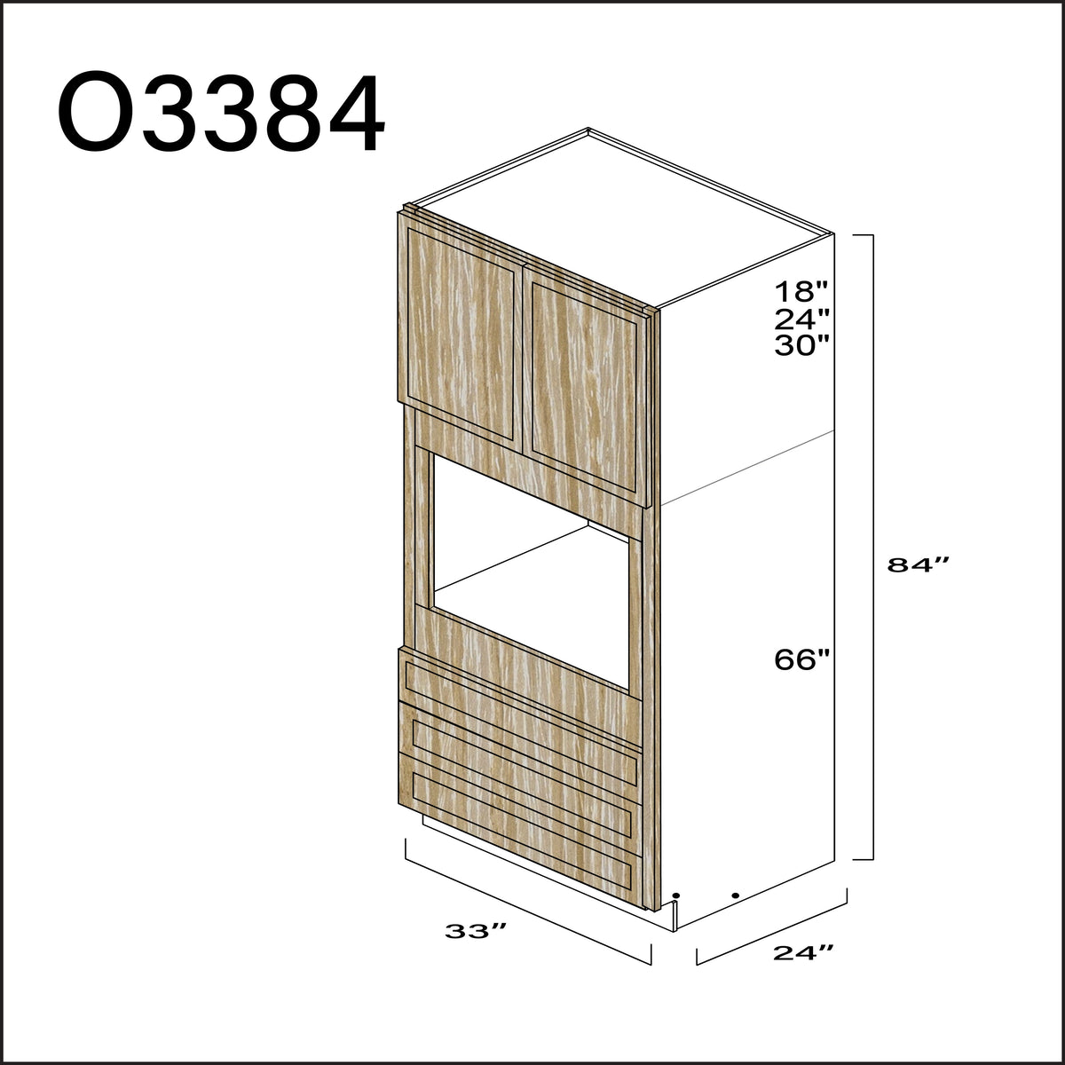 Angel Oak Slim Shaker Single Oven Cabinet - 33" W x 84" H x 24" D