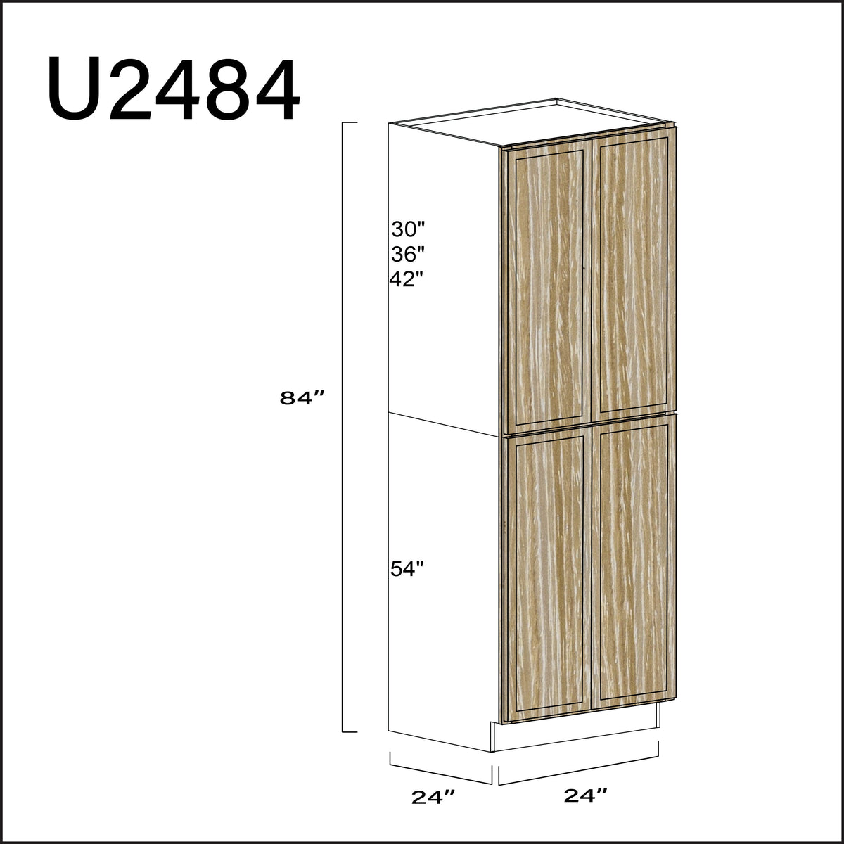 Angel Oak Slim Shaker Double Door Pantry Cabinet - 24" W x 84" H x 24" D