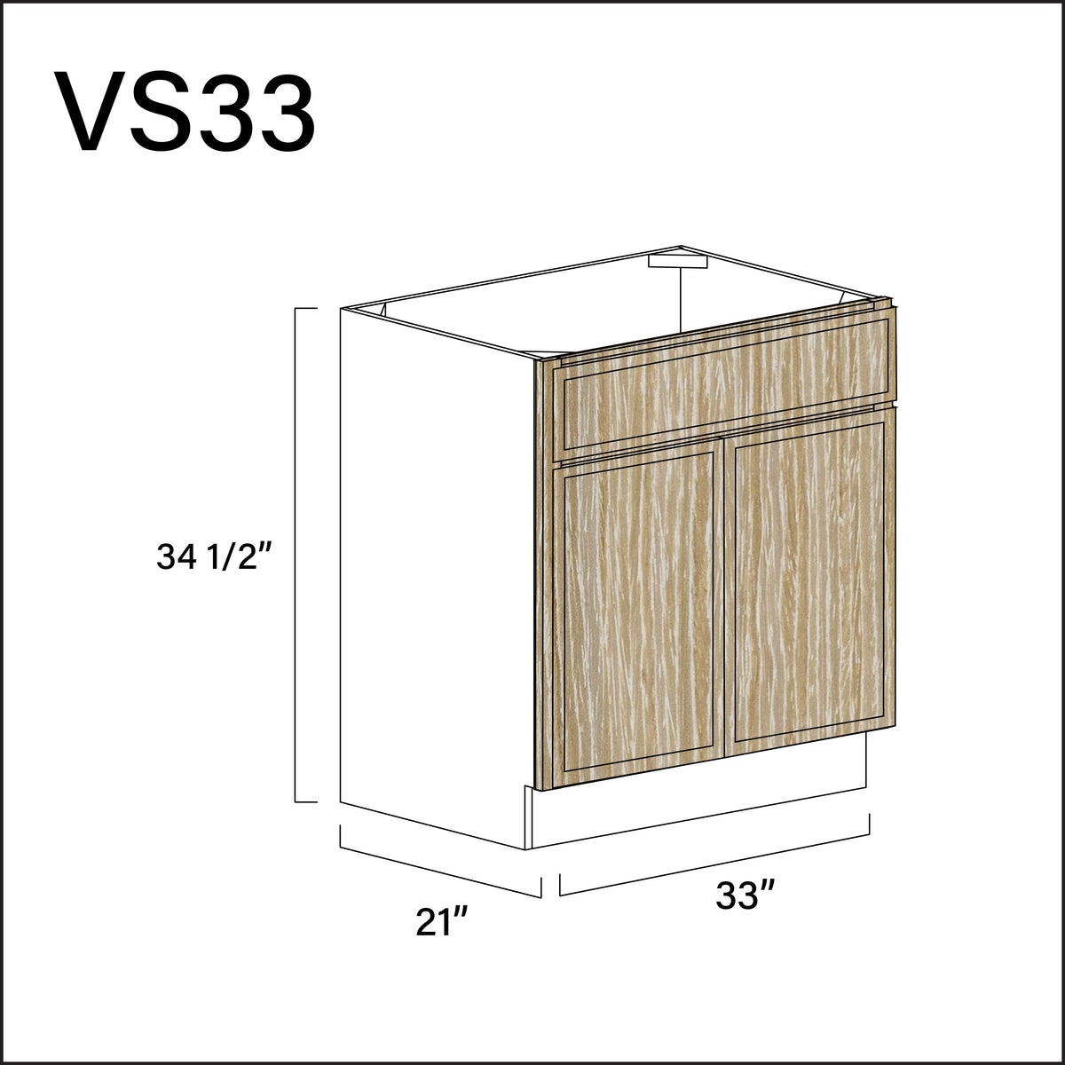 Angel Oak Slim Shaker Vanity Sink Base Cabinet - 33" W x 34.5" H x 21" D