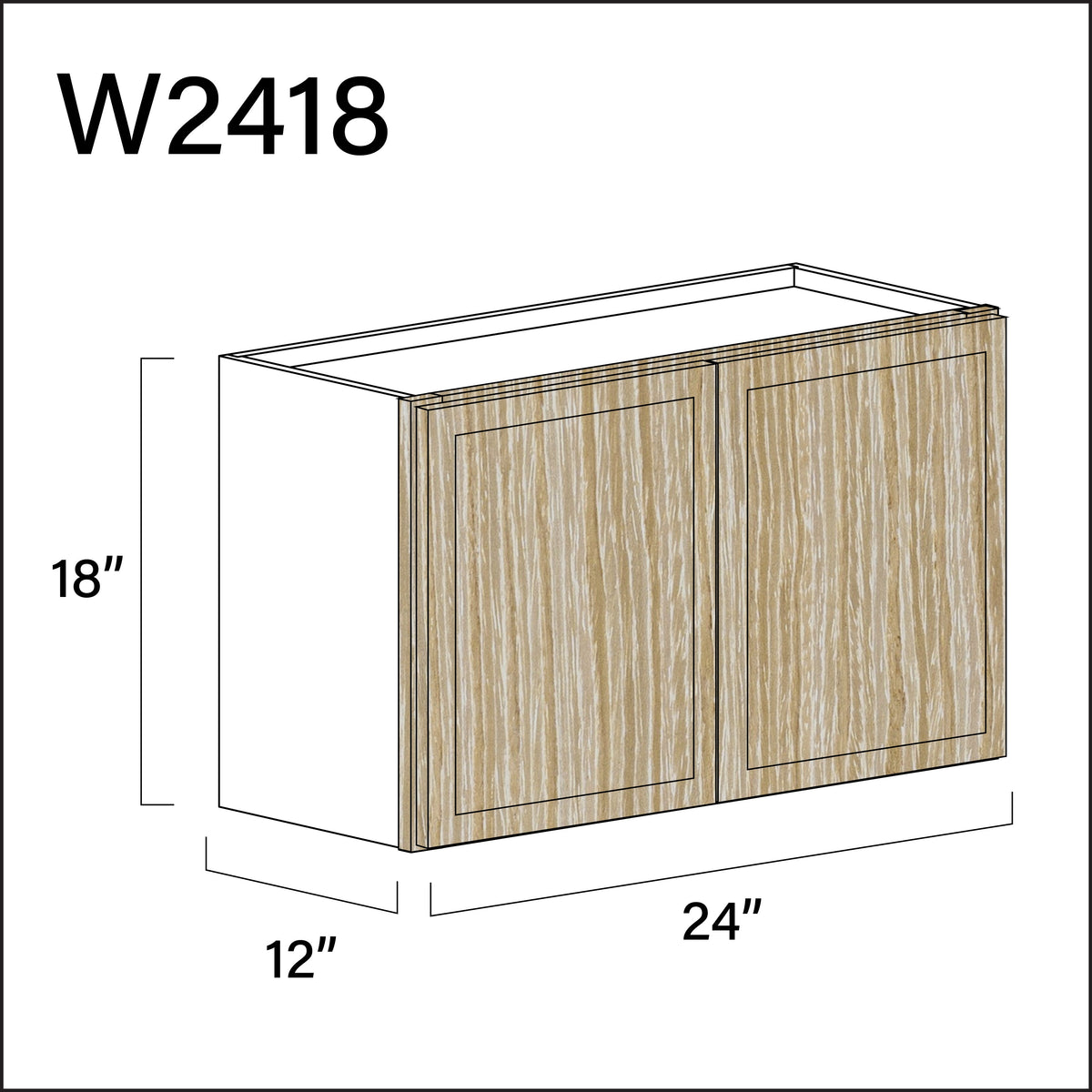 Angel Oak Slim Shaker Double Door Wall Cabinet - 24" W x 18" H x 12" D