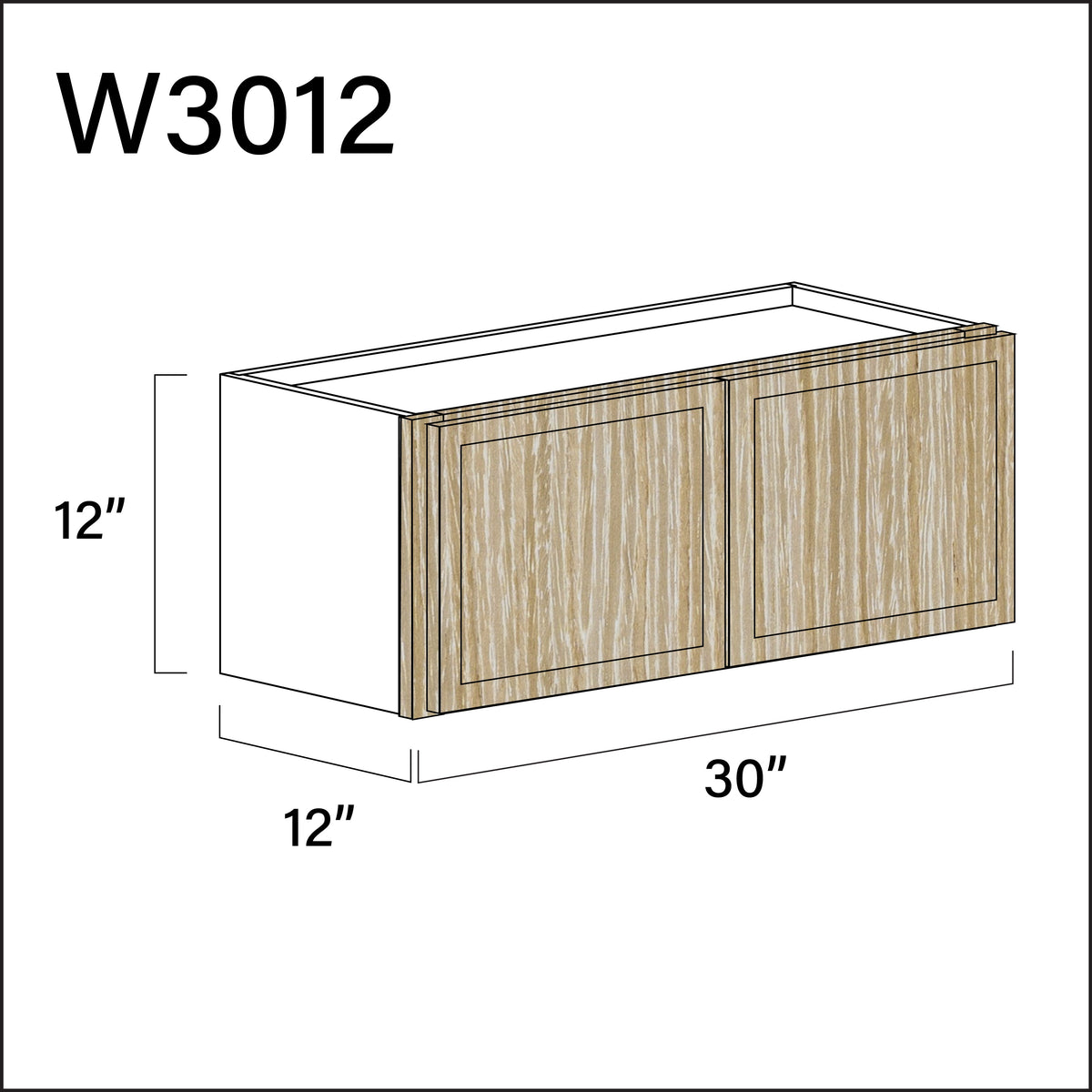 Angel Oak Slim Shaker Double Door Wall Cabinet - 30" W x 12" H x 12" D